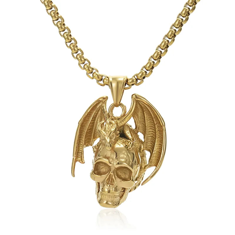 🐉💀 Retro Skull & Dragon Necklace 💀🐉