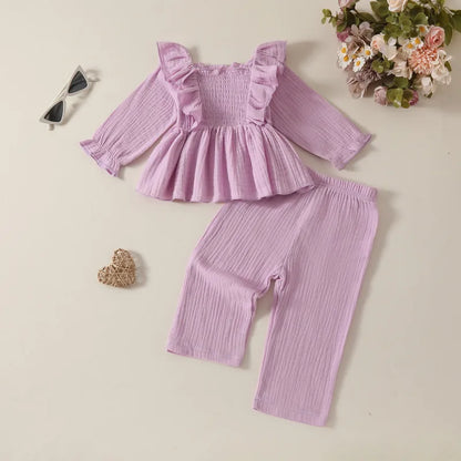 💕👧 2pc Simple Style Cotton & Linen Girls Clothing Set 👧💕