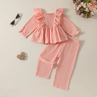💕👧 2pc Simple Style Cotton & Linen Girls Clothing Set 👧💕