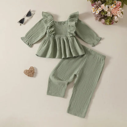 💕👧 2pc Simple Style Cotton & Linen Girls Clothing Set 👧💕