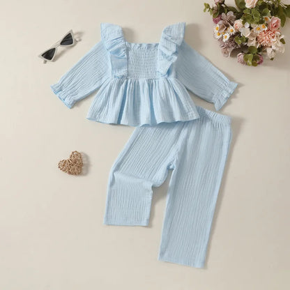 💕👧 2pc Simple Style Cotton & Linen Girls Clothing Set 👧💕