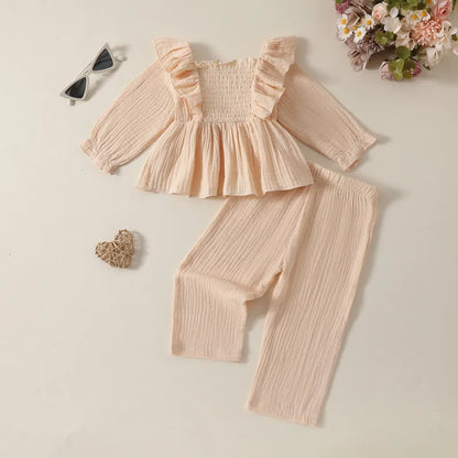 💕👧 2pc Simple Style Cotton & Linen Girls Clothing Set 👧💕