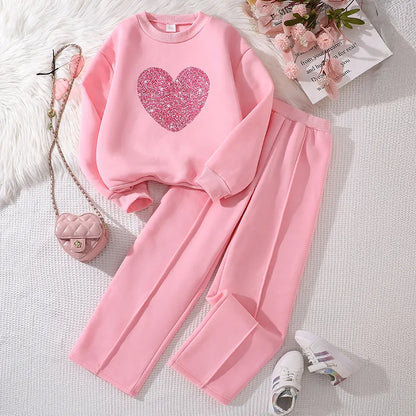 💖 Casual Elegant Heart Shape Girls Clothing Set 💖
