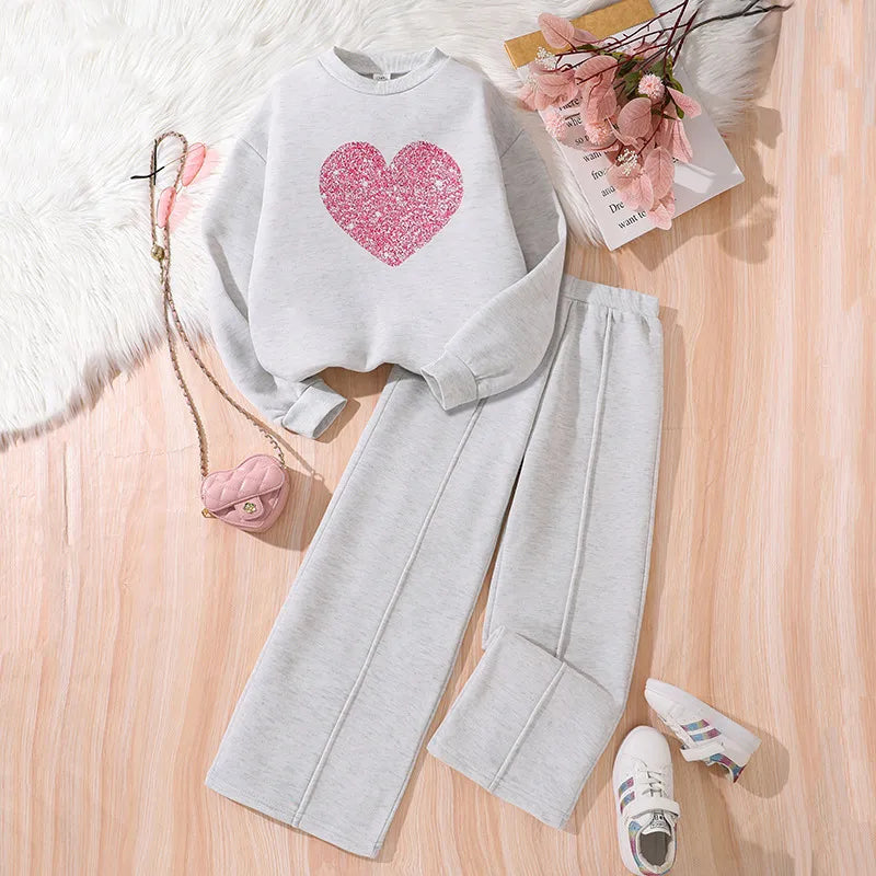 💖 Casual Elegant Heart Shape Girls Clothing Set 💖
