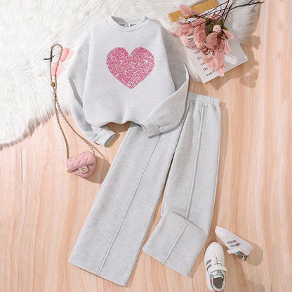 💖 Casual Elegant Heart Shape Girls Clothing Set 💖