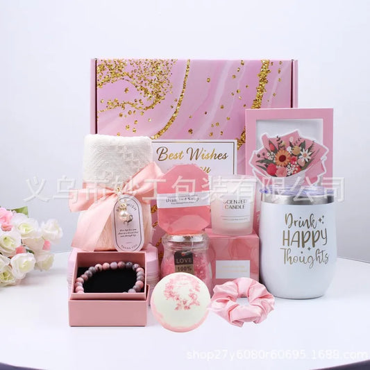 🍹 Pink Drink Happy Thoughts – Tumbler Gift Set