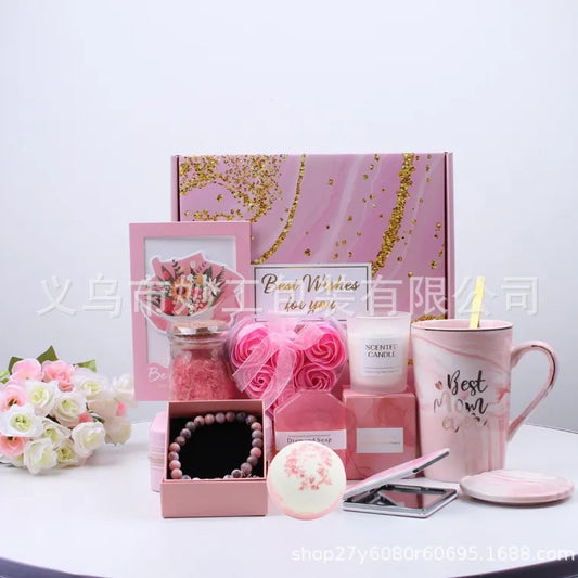 🌸 Boxed Pink Gift Set – “Best Mom Ever” Card Edition 🌸
