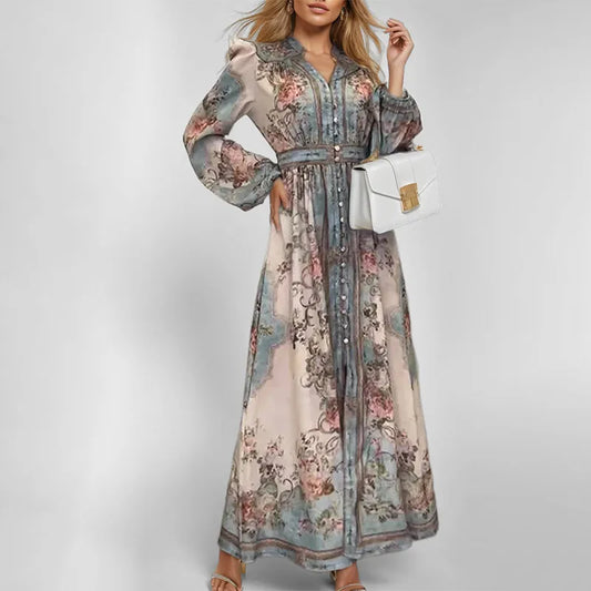 Ladies Vintage Floral Maxi Dress