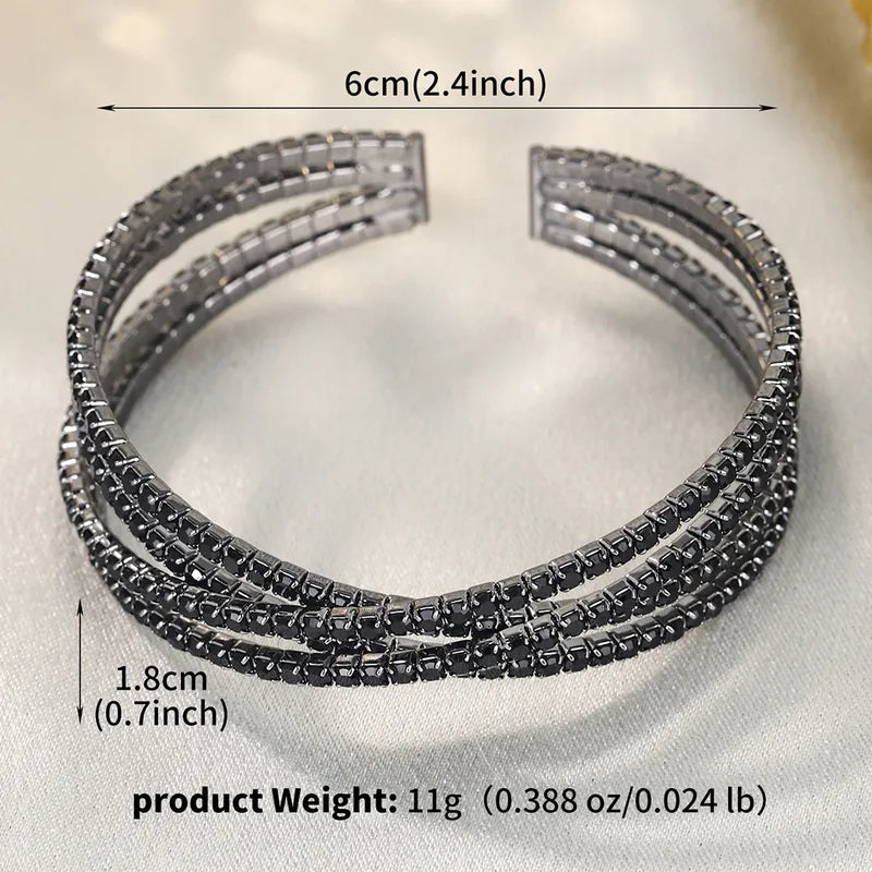 ✨ Multi-Layered Diamante Bracelet – Silver or Black ✨