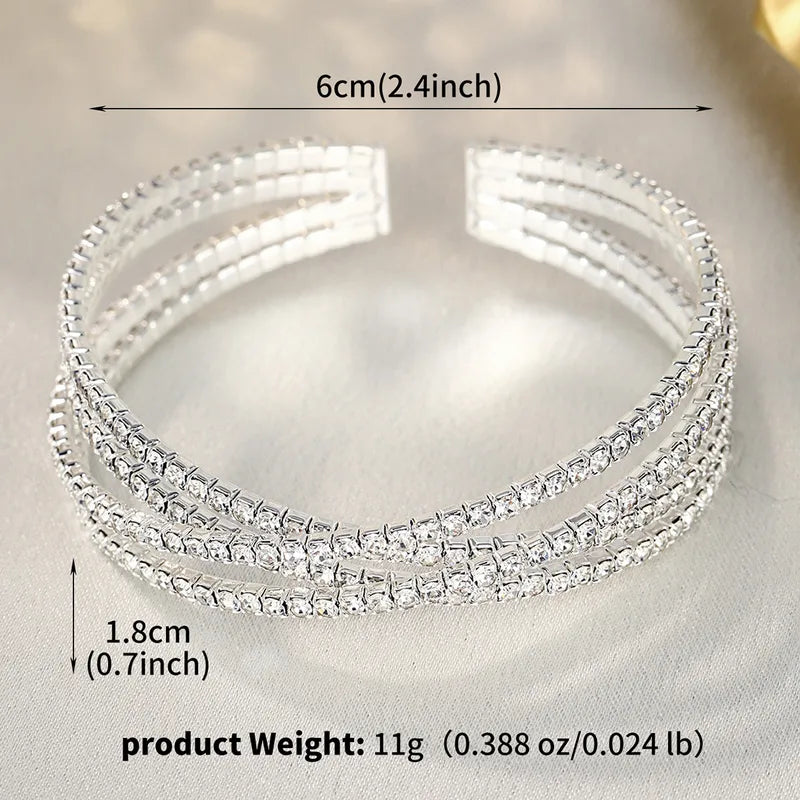 ✨ Multi-Layered Diamante Bracelet – Silver or Black ✨