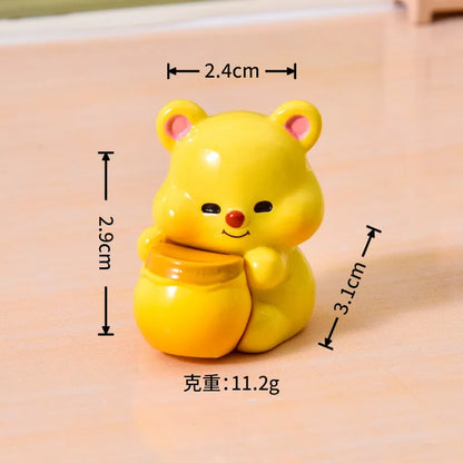 🍯🐻 5pc Honey Bear Miniature Resin Figurines 🐻🍯