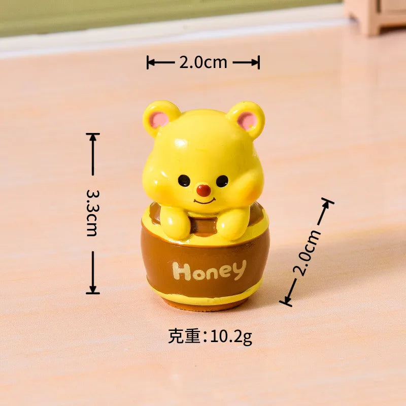 🍯🐻 6pc Honey Bear Miniature Resin Figurines 🐻🍯