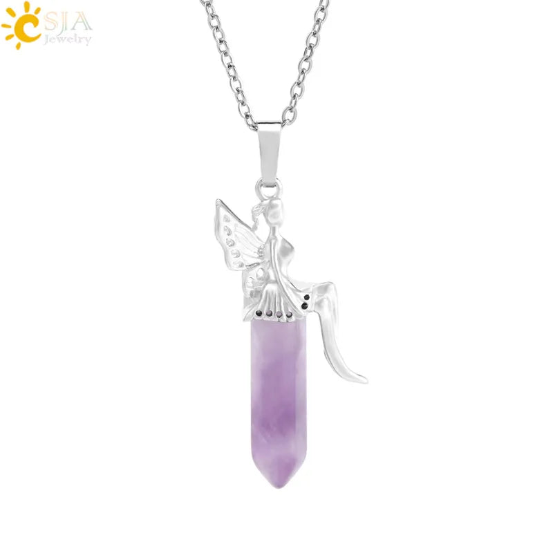 🧚 Natural Crystal Fairy Pendant Necklaces 🧚