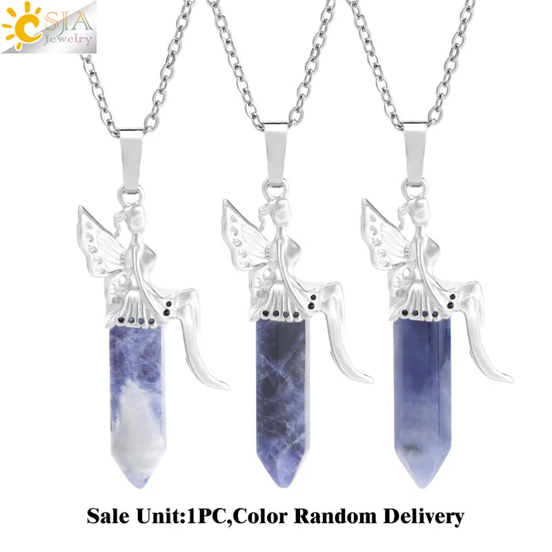 🧚 Natural Crystal Fairy Pendant Necklaces 🧚