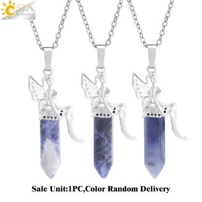 🧚 Natural Crystal Fairy Pendant Necklaces 🧚