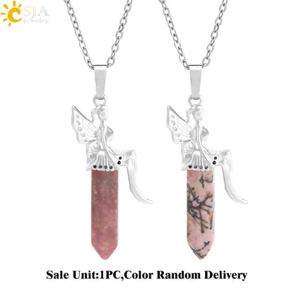 🧚 Natural Crystal Fairy Pendant Necklaces 🧚