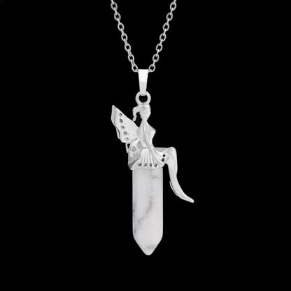 🧚 Natural Crystal Fairy Pendant Necklaces 🧚