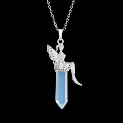 🧚 Natural Crystal Fairy Pendant Necklaces 🧚
