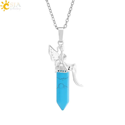 🧚 Natural Crystal Fairy Pendant Necklaces 🧚