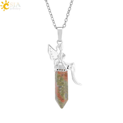 🧚 Natural Crystal Fairy Pendant Necklaces 🧚