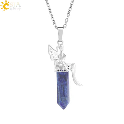 🧚 Natural Crystal Fairy Pendant Necklaces 🧚