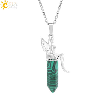 🧚 Natural Crystal Fairy Pendant Necklaces 🧚