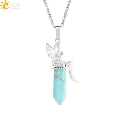 🧚 Natural Crystal Fairy Pendant Necklaces 🧚