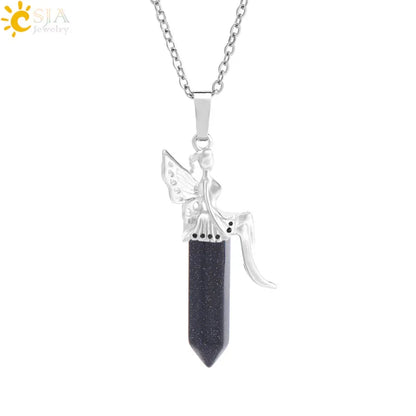 🧚 Natural Crystal Fairy Pendant Necklaces 🧚