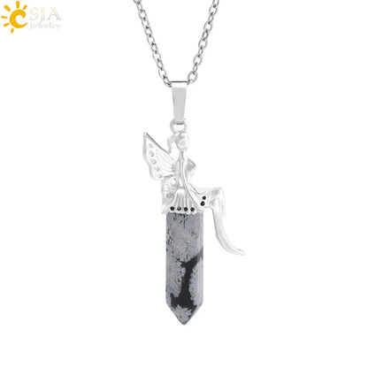 🧚 Natural Crystal Fairy Pendant Necklaces 🧚