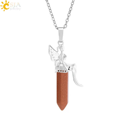 🧚 Natural Crystal Fairy Pendant Necklaces 🧚