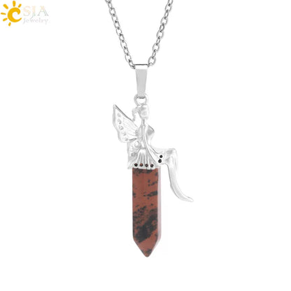 🧚 Natural Crystal Fairy Pendant Necklaces 🧚