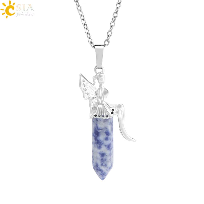 🧚 Natural Crystal Fairy Pendant Necklaces 🧚