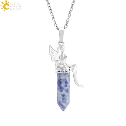 🧚 Natural Crystal Fairy Pendant Necklaces 🧚