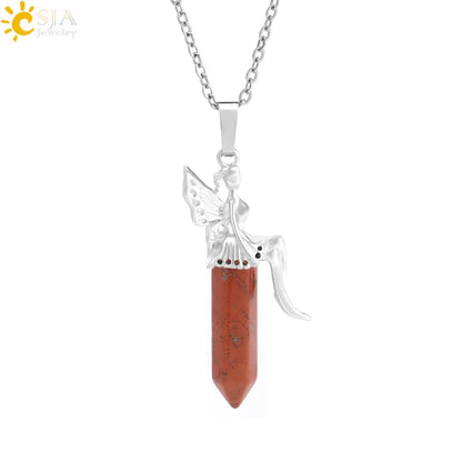 🧚 Natural Crystal Fairy Pendant Necklaces 🧚