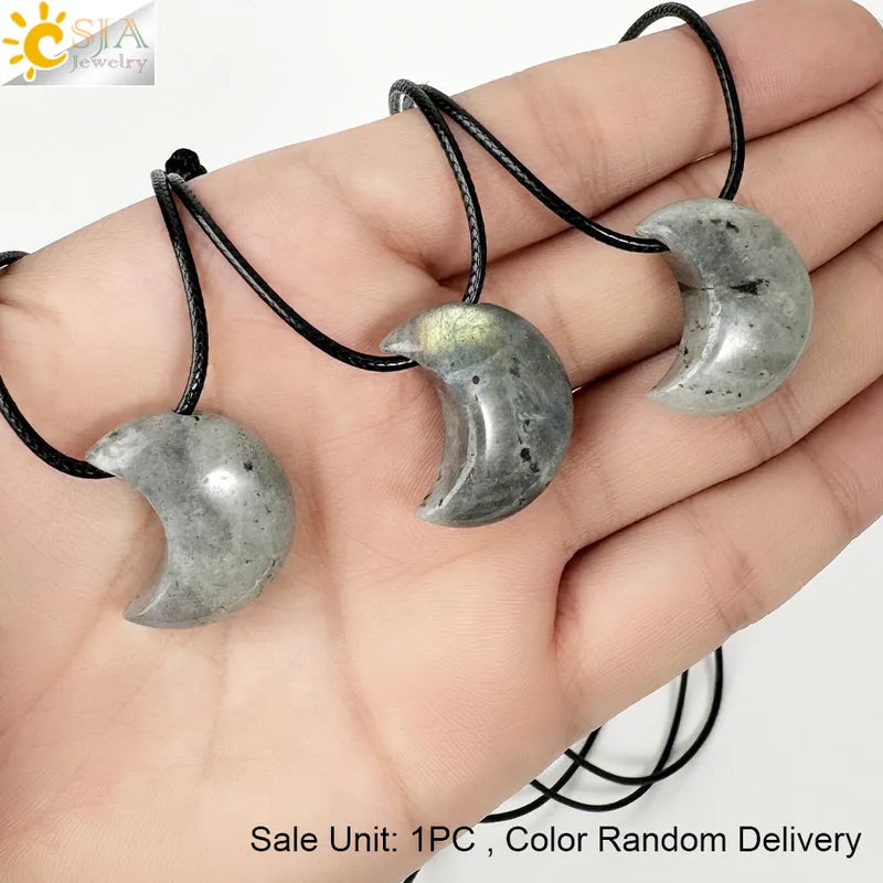 🌙 Natural Crystal Crescent Moon Necklaces 🌙