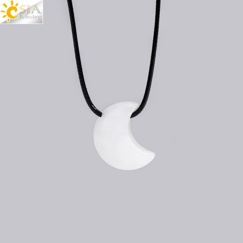 🌙 Natural Crystal Crescent Moon Necklaces 🌙