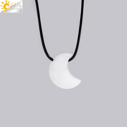 🌙 Natural Crystal Crescent Moon Necklaces 🌙