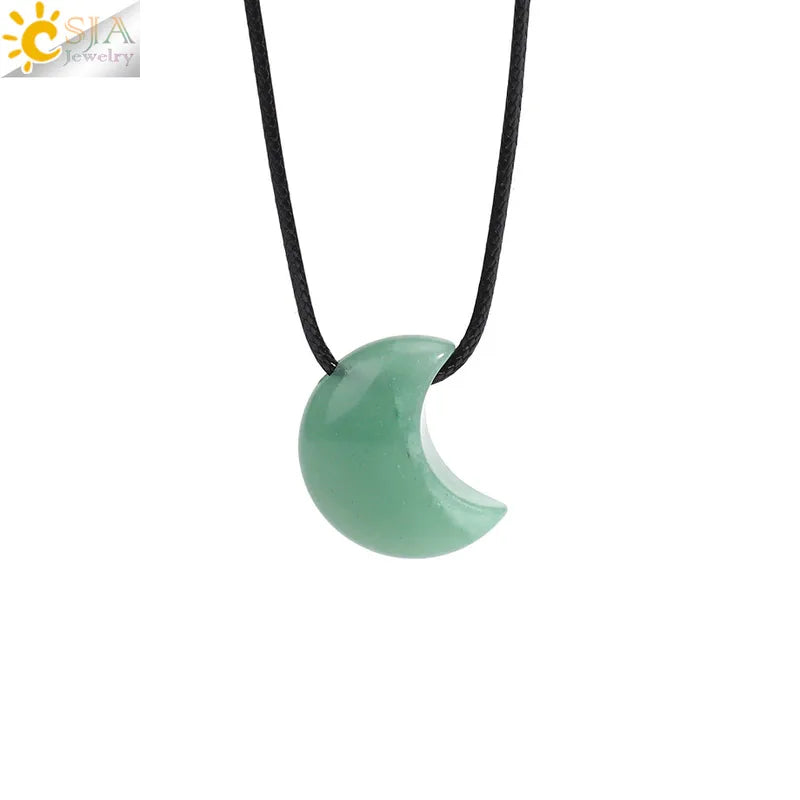 🌙 Natural Crystal Crescent Moon Necklaces 🌙