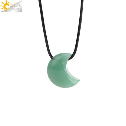 🌙 Natural Crystal Crescent Moon Necklaces 🌙