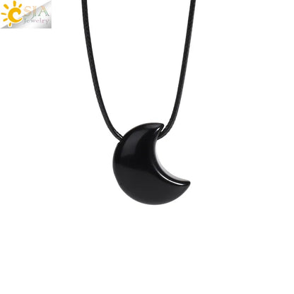 🌙 Natural Crystal Crescent Moon Necklaces 🌙