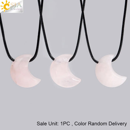 🌙 Natural Crystal Crescent Moon Necklaces 🌙