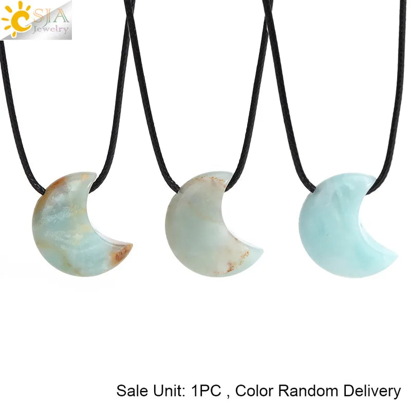 🌙 Natural Crystal Crescent Moon Necklaces 🌙