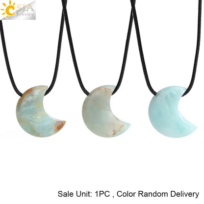 🌙 Natural Crystal Crescent Moon Necklaces 🌙