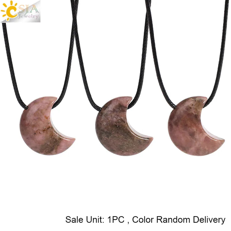 🌙 Natural Crystal Crescent Moon Necklaces 🌙