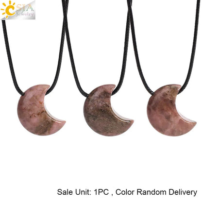 🌙 Natural Crystal Crescent Moon Necklaces 🌙