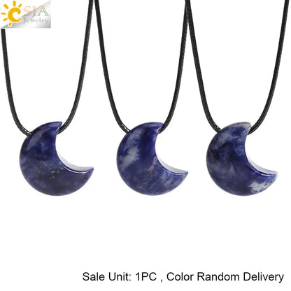 🌙 Natural Crystal Crescent Moon Necklaces 🌙