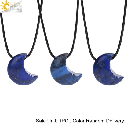 🌙 Natural Crystal Crescent Moon Necklaces 🌙
