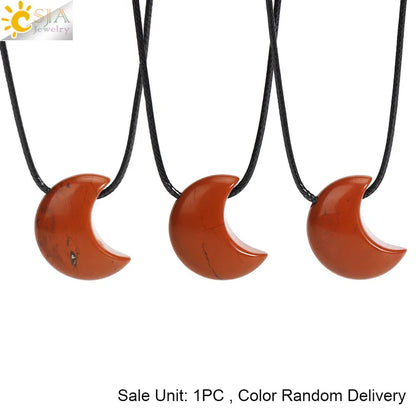 🌙 Natural Crystal Crescent Moon Necklaces 🌙