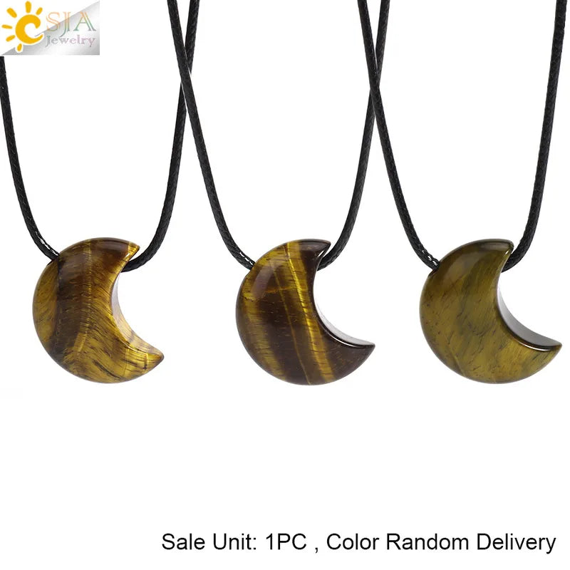 🌙 Natural Crystal Crescent Moon Necklaces 🌙