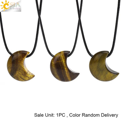 🌙 Natural Crystal Crescent Moon Necklaces 🌙